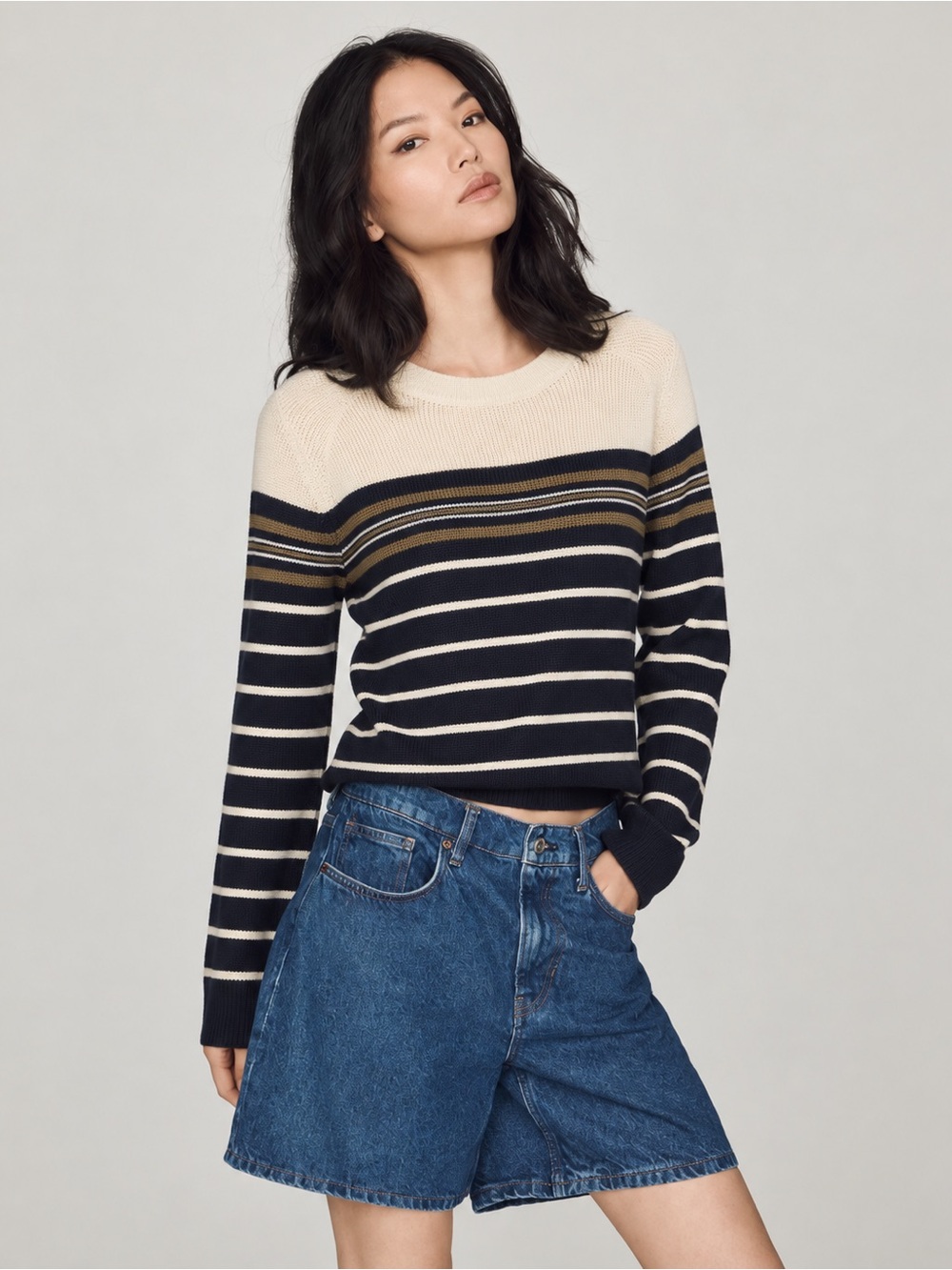 NWT FAHERTY Throwback Waffle Stripe Sweater Organic Cotton Oakland St Sz S